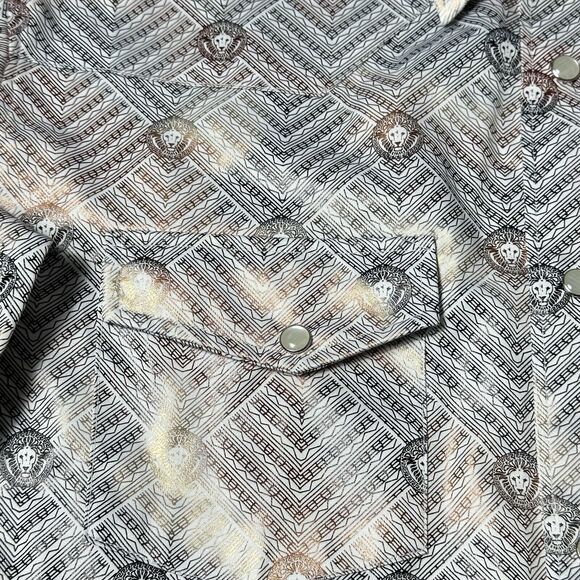 Liquid West Shirt Men Small Western Geometric Pearl Snaps Long Sleeve Button Up - Picture 8 of 12